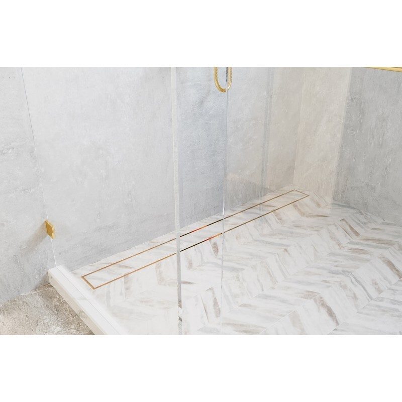 Brushed Gold Tile Insert Shower Grate DIY 800x70x20mm