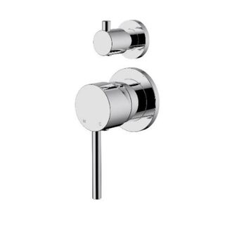 CHROME ROUND DESIGN SHOWER/ BATH WALL MIXER - WITH DIVERTER 64mm Plate