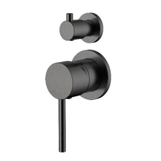 GUNMETAL ROUND DESIGN SHOWER/ BATH WALL MIXER - WITH DIVERTER 64mm Plate