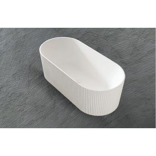 Free Standing Gloss White Bath Tub Modern Groove Fluted Ribbed Corrugated Design 1500x750x580