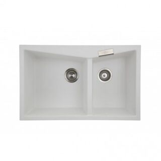 800 x 500 x 220mm Carysil CGDB3220 Double Bowl Granite Kitchen Sink Top/Flush Mount/Snova White
