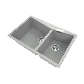 800 x 500 x 220mm Carysil CGDB3220 Double Bowl Granite Kitchen Sink Top/Flush Mount/Concrete Grey 