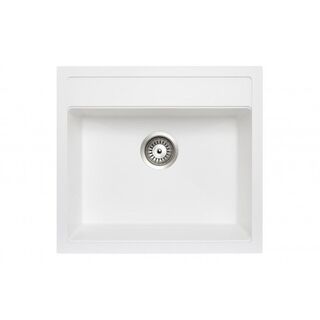 560 x 510 x 200mm Carysil Waltz 560 Single Bowl Granite Top/Flush/Under Mount Kitchen/Laundry Sink/Snova White