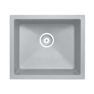 533 x 457 x 205mm Carysil Salsa Single Bowl Granite Kitchen/Laundry Sink Top/Flush/Under Mount/Concrete Grey
