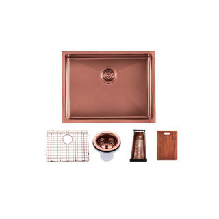 600x450x230mm Rose Gold PVD 1.2mm Handmade Top/Undermount Single Bowl Kitchen Sink 304 Stainless Steel