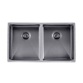 820x457x230mm Gun Metal Grey 1.2mm Handmade Top/Undermount Double Bowls Kitchen Sink