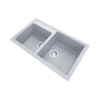 860 x 500 x 205mm Carysil N200 Double Bowl Granite Kitchen Sink Top/Flush/Under Mount/Concrete Grey